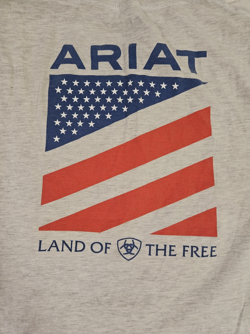 Ariat Heather Gray Tee with Navy Crest - Picture 2 of 2